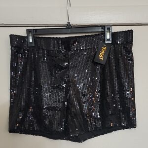 Spirit Black Sequin High Waist Shorts